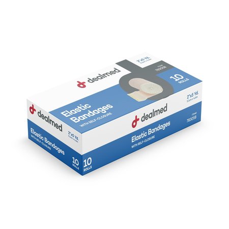 DEALMED Elastic Bandage With Self-Closure - 2" X 5Yds, 10/Bx, 5/Cs, 50PK 783058